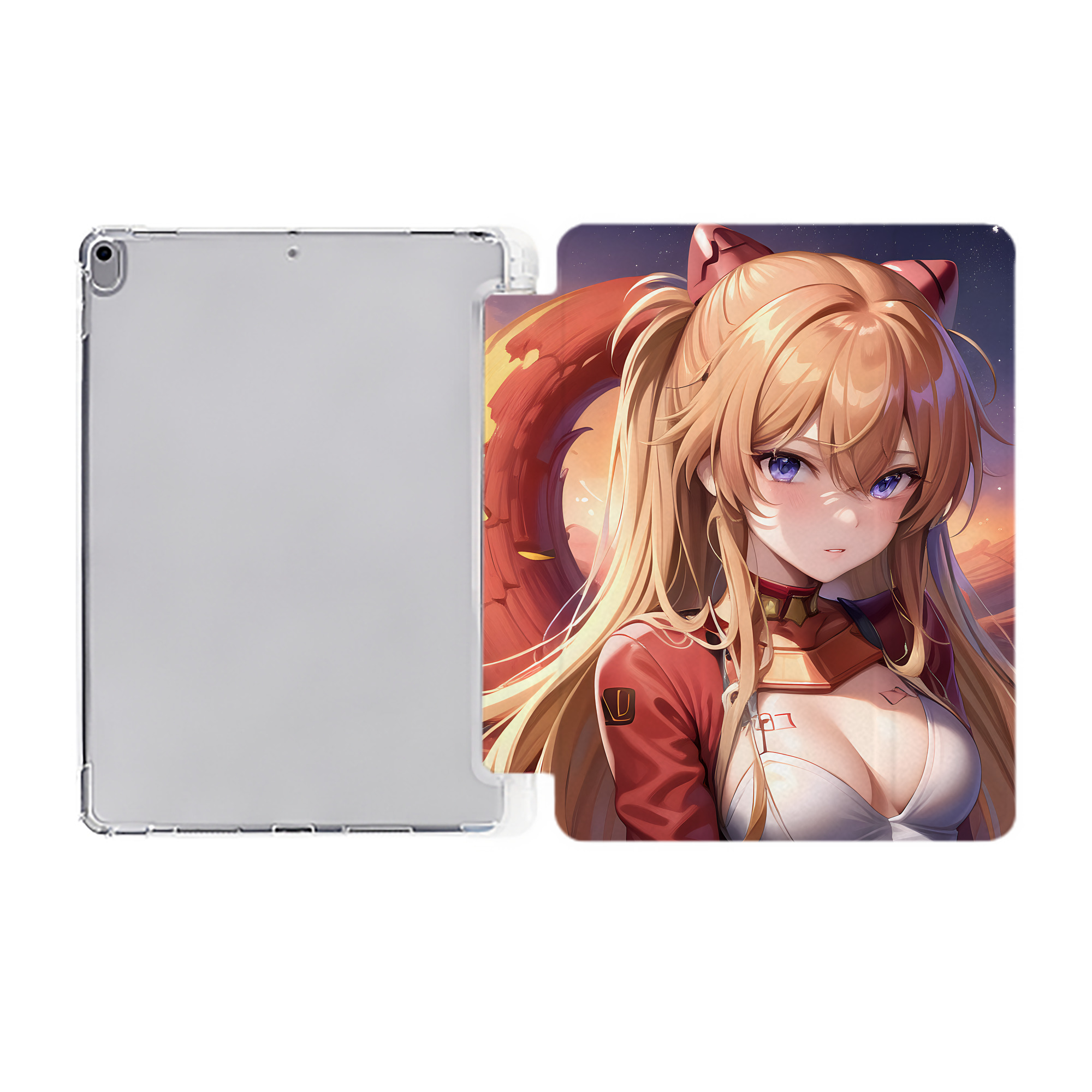 （画像用） EVA 新世紀エヴァンゲリオン IPad ケース ペン収納付き 三つ折りスタンド PUレザー×シリコン 対応機種9.5/10.5/10.9インチ